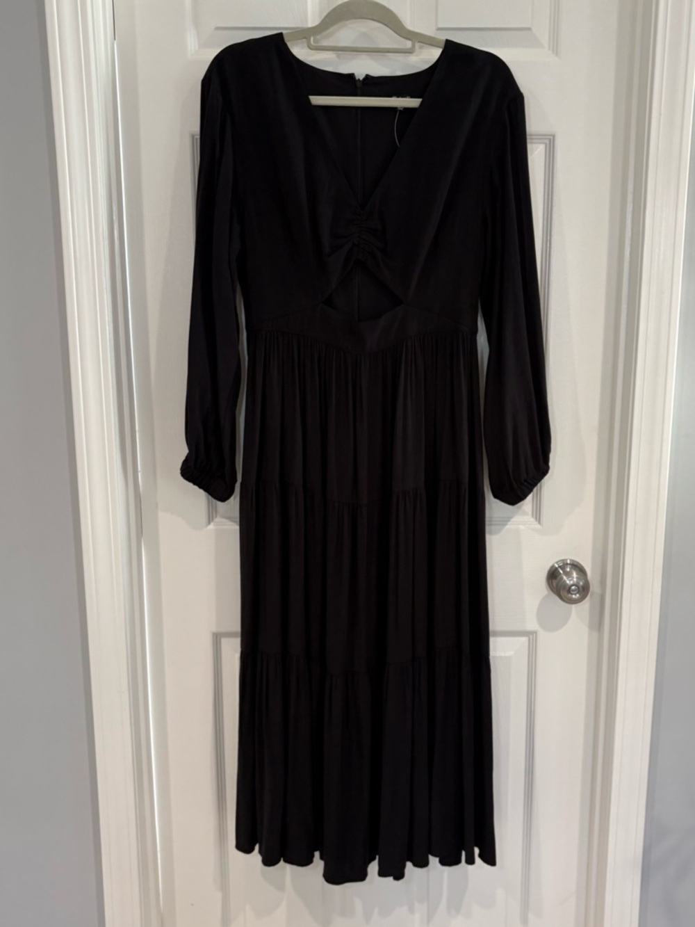 Madewell Lusterweave Black Long Sleeve Tiered Whimsigoth Cut Out Dress Sz 8 NWT - Picture 10 of 16